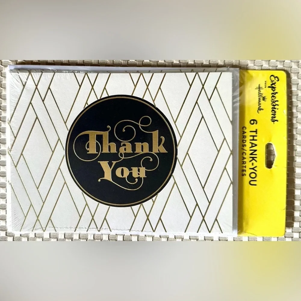 6 PACK HALLMARK ART DECO THANK YOU CARDS EXPRESSIONS BLANK INSIDE